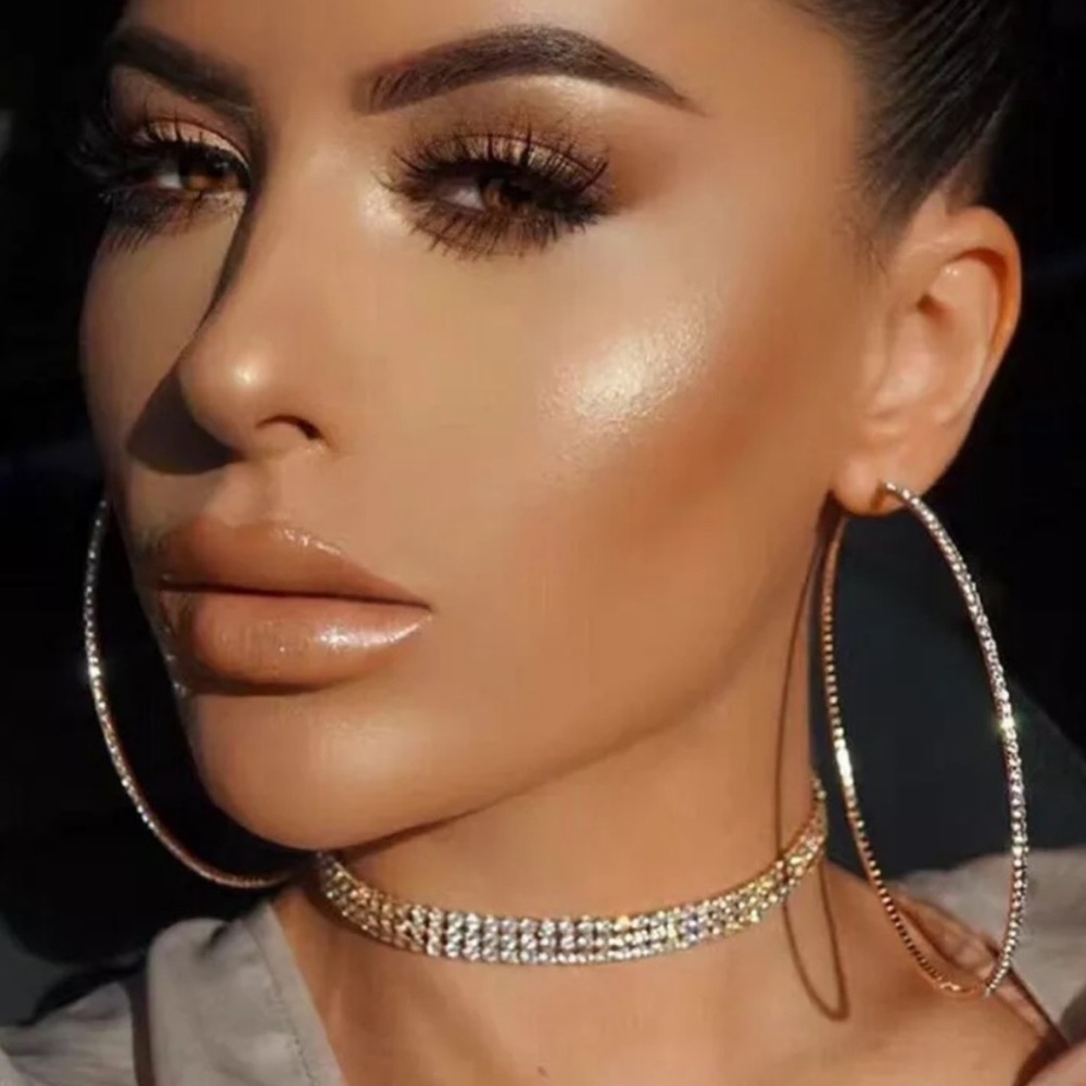 NEW LUXURY 925 STERLING SILVER EARRINGS DIAMOND EARRINGS CIRCLE EARRINGS